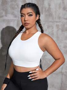 Yoga Basic Plus Cut Out Back Sports Bra - White - View 1