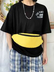 流行休閒帆布腰包斜肩包胸包 - 黃色 - 查看 8