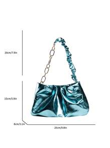 藍色雲朵包金屬質感PU皮革前衛