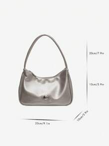 金屬裝飾流浪包拉鍊金屬質感PU皮革前衛 - 銀色 - 查看 4