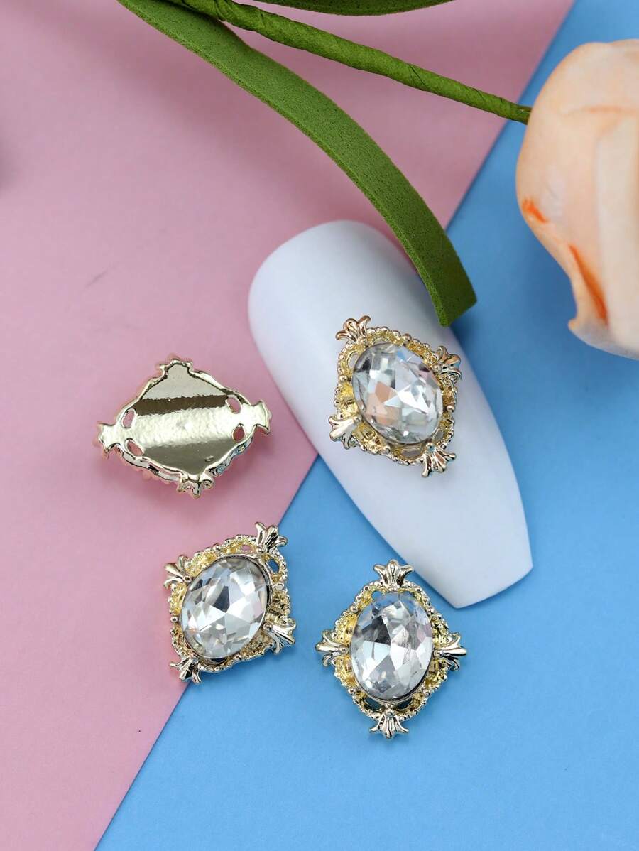 10 cái trang trí nghệ thuật móng tay bằng đá rhinestone - Vàng - Xem 1
