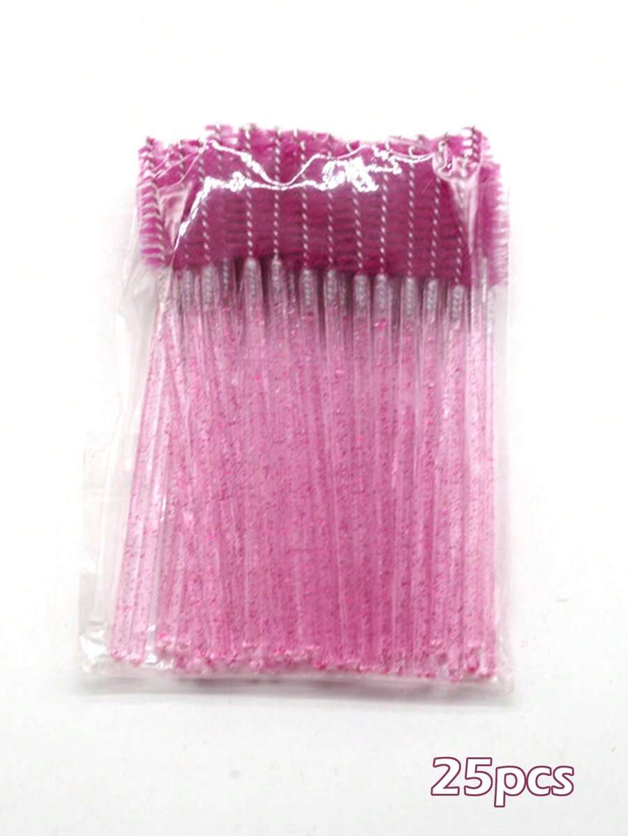 25pcs Disposable Eyelash Extension Brush Makeup Brush Mascara Wands Applicator Spoolers Eyelashes,Eyebrow Brush,Eyeshadow Brush,Spoolie,Spoolie Brush - Mauve Purple - View 1