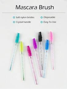 25pcs Disposable Eyelash Extension Brush Makeup Brush Mascara Wands Applicator Spoolers Eyelashes,Eyebrow Brush,Eyeshadow Brush,Spoolie,Spoolie Brush - Mauve Purple - View 3