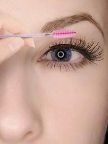 25pcs Disposable Eyelash Extension Brush Makeup Brush Mascara Wands Applicator Spoolers Eyelashes,Eyebrow Brush,Eyeshadow Brush,Spoolie,Spoolie Brush - Mauve Purple - View 5