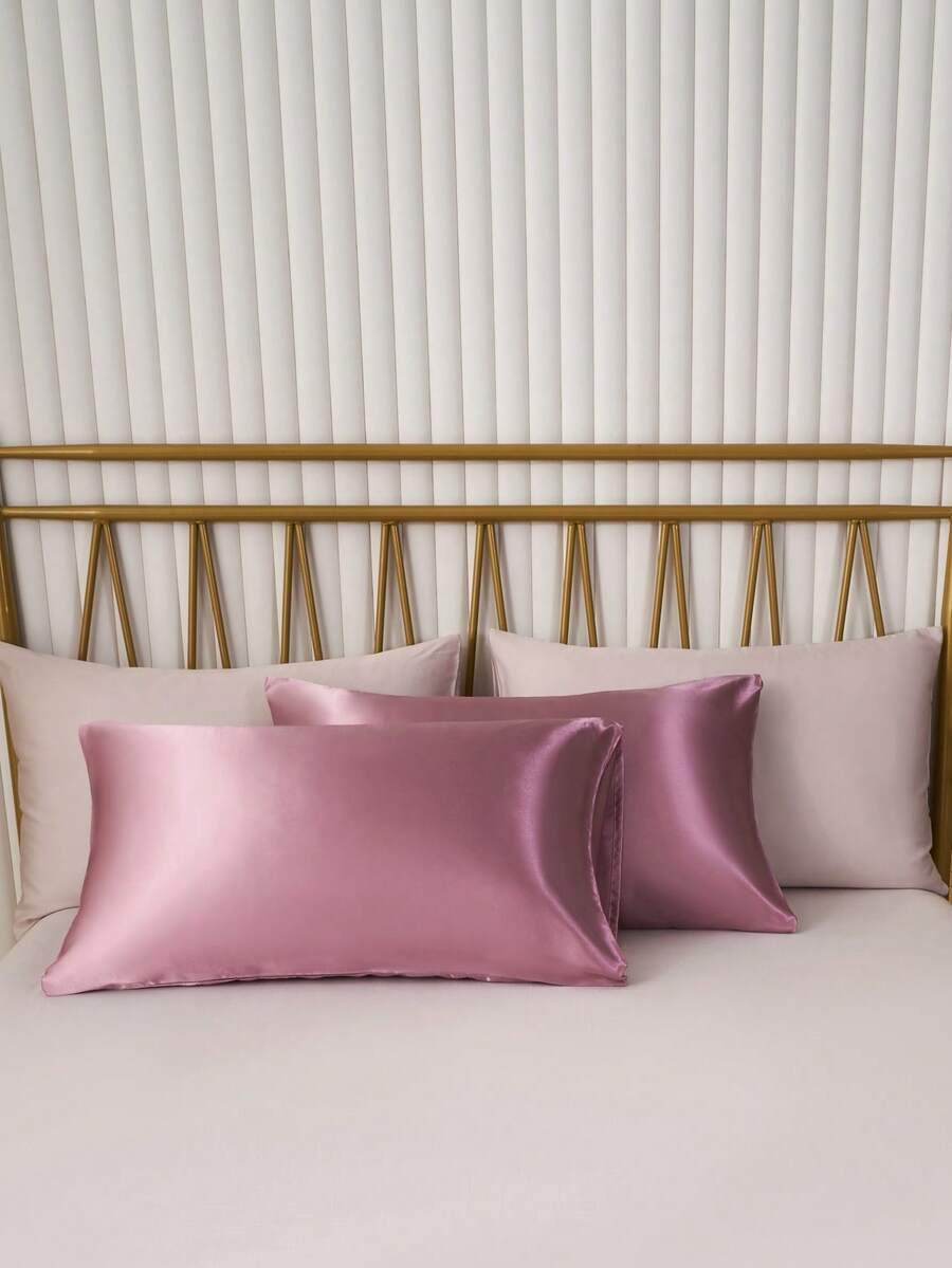 2pcs Solid Color Pillowcase Without Filler, Simple Fabric Soft Bed Pillow Case For Home - Rusty Rose - View 1