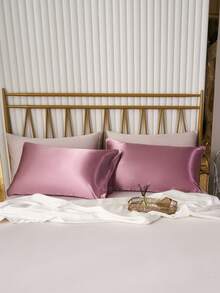 2pcs Solid Color Pillowcase Without Filler, Simple Fabric Soft Bed Pillow Case For Home - Rusty Rose - View 5