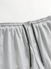 Manfinity Homme Loose Fit Men's Letter Printed Elastic Waist Shorts - Light Grey - View 6