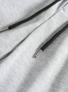 Manfinity Homme Loose Fit Men's Letter Printed Elastic Waist Shorts - Light Grey - View 7