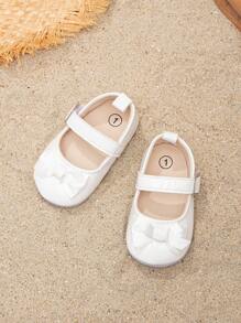 女嬰蝴蝶結裝飾魔術貼瑪麗珍鞋適用於戶外 - 白色 - 查看 4