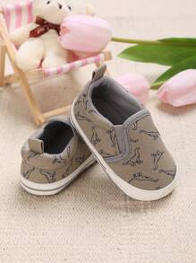 男嬰恐龍圖案帆布運動一脚蹬適合春天和 - 灰色 - 查看 3