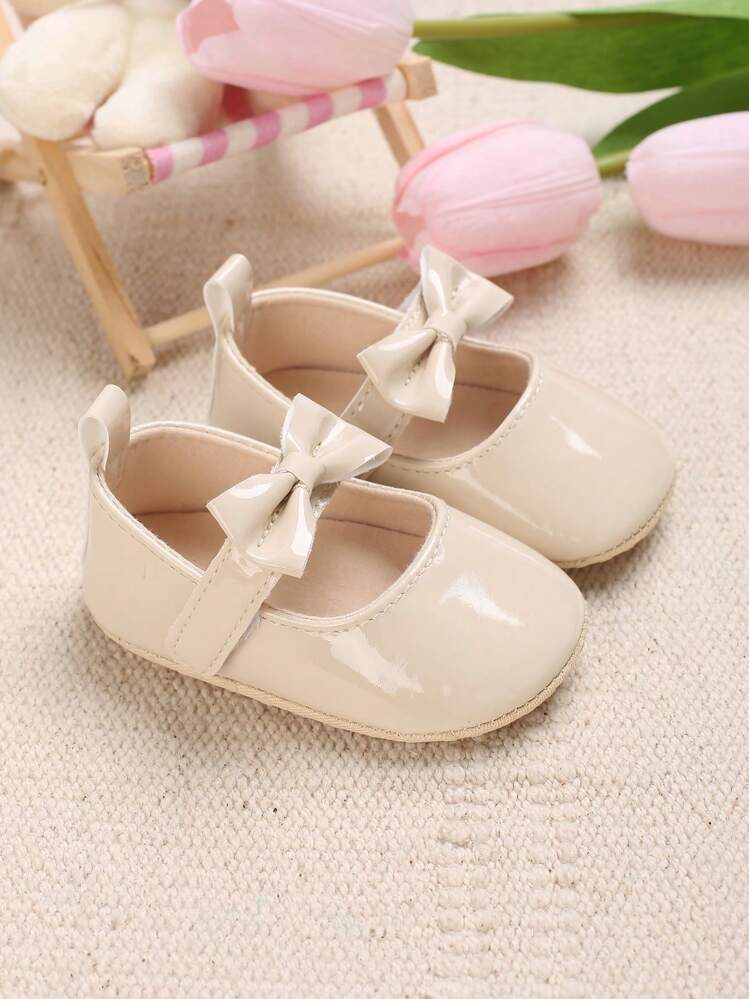 Bebé niñas Zapatos mary jane con diseño de lazo dulce para exterior - Albaricoque - Añade 1