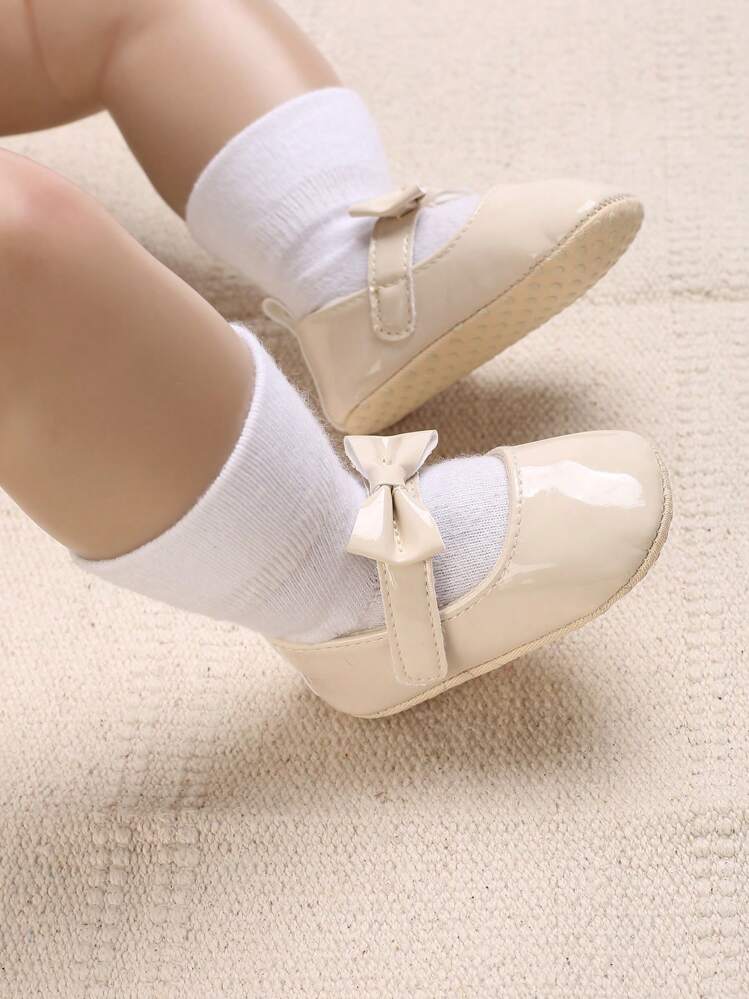 Bebé niñas Zapatos mary jane con diseño de lazo dulce para exterior - Albaricoque - Añade 3