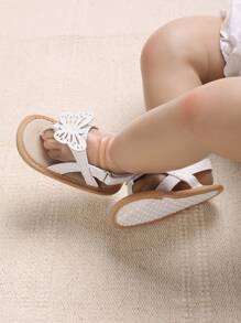 Baby Girls Butterfly Decor Toe Post Cute Thong Sandals For Summer - White - View 3