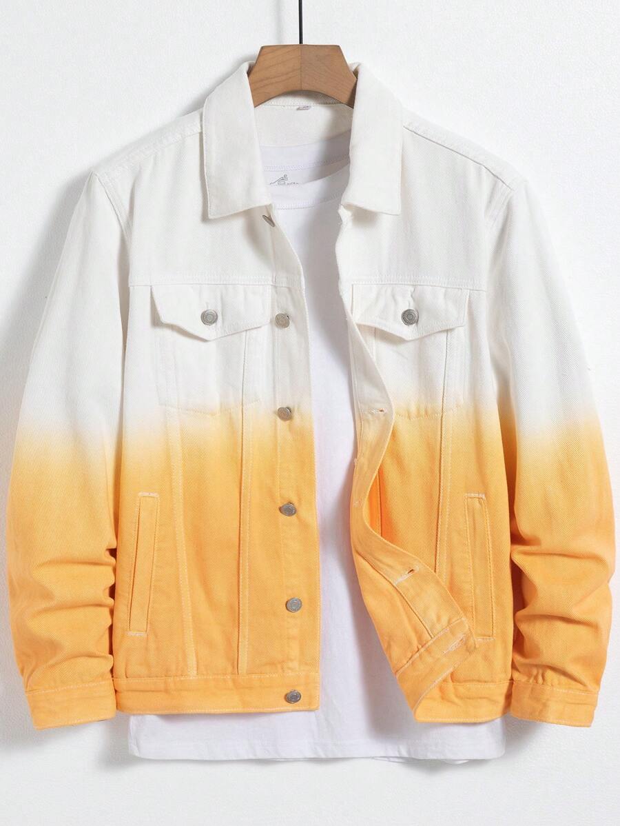 Manfinity 男士棉漸層翻蓋口袋牛仔夾克不帶T恤 - 彩色 - 查看 1