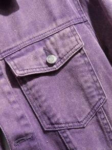 Manfinity Hypemode Nam Áo khoác denim Bông Túi có nắp Without Tee - Màu tím hoa cà - Xem 4