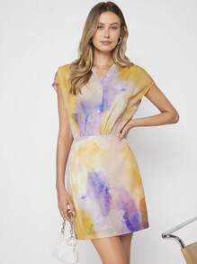 BizChic Nhuộm buộc tay cánh Đầm Trang phục làm việc - Nhiều màu - Xem 1