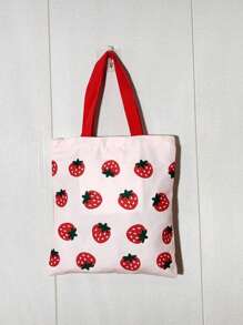 1 chiếc túi vải canvas dâu tây màu hồng nhạt có thể đảo ngược có dây đeo vai, có thể đựng vừa tài liệu A4, son môi, khăn giấy, điện thoại di động, máy tính bảng và các vật dụng hàng ngày khác cho ngày lễ tình nhân - Nhiều màu - Xem 4