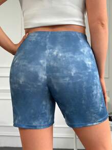 RueChic Plus Tie Dye Cycling Shorts - Blue - View 2