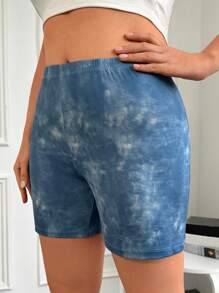RueChic Plus Tie Dye Cycling Shorts - Blue - View 4
