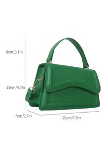 Mini Flap Square Bag Minimalist Top Handle PU - Green - View 4