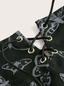 Sam Rose Studio Allover Butterfly Print Asymmetrical Hem Cami Dress - Black - View 4