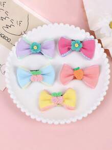 1pc Random Flower & Bow Decor Pet Hair Clip - Multicolor - View 3