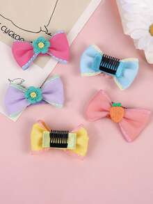 1pc Random Flower & Bow Decor Pet Hair Clip - Multicolor - View 4