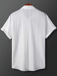 Manfinity Chillmode Men Solid Button Up Shirt Short Sleeve Plain White Casual Shirt - White - View 2