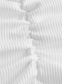 ROMWE Grunge Punk Áo nữ Đắp vá Gân đan Hình học Giải trí - trắng - Xem 3