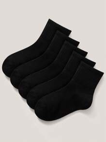 Bebé 5 pares Calcetines unicolor transpirable para vida diaria - Negro - Ver 1