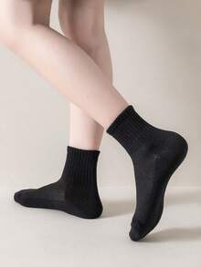 Bebé 5 pares Calcetines unicolor transpirable para vida diaria - Negro - Ver 2