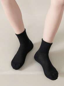 Bebé 5 pares Calcetines unicolor transpirable para vida diaria - Negro - Ver 3