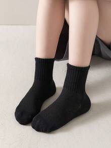 Bebé 5 pares Calcetines unicolor transpirable para vida diaria - Negro - Ver 4