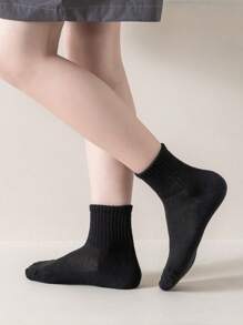 Bebé 5 pares Calcetines unicolor transpirable para vida diaria - Negro - Ver 5