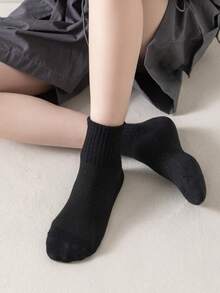 Bebé 5 pares Calcetines unicolor transpirable para vida diaria - Negro - Ver 6