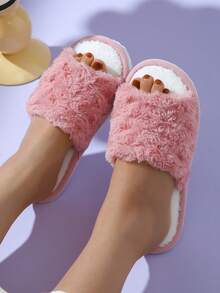 女性極簡風格毛茸茸臥室時尚室內家居拖鞋