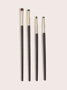 Bàn chải phấn mắt có thể tái sử dụng, Bàn chải mỹ phẩm có tay cầm dài 4 chiếc dành cho dụng cụ làm đẹp da mặt - màu đen - Xem 1