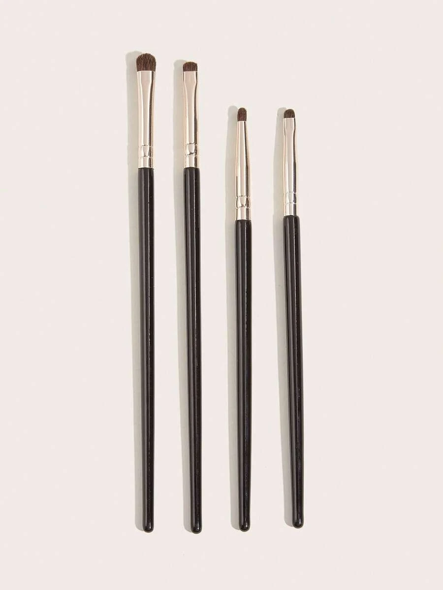 Bàn chải phấn mắt có thể tái sử dụng, Bàn chải mỹ phẩm có tay cầm dài 4 chiếc dành cho dụng cụ làm đẹp da mặt - màu đen - Xem 1