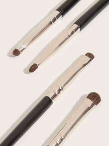 Bàn chải phấn mắt có thể tái sử dụng, Bàn chải mỹ phẩm có tay cầm dài 4 chiếc dành cho dụng cụ làm đẹp da mặt - màu đen - Xem 4