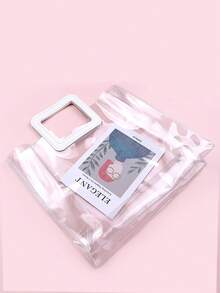 Bolsa cuadrada minimalista transparente asa superior - Blanco - Ver 2