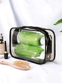 Túi đựng mỹ phẩm trong suốt chống thấm nước PVC đầy màu sắc Túi lưu trữ du lịch dung lượng lớn Cruise Essential - màu đen - Xem 1