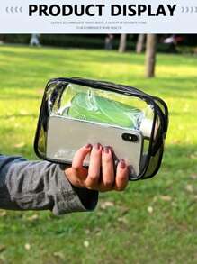 Túi đựng mỹ phẩm trong suốt chống thấm nước PVC đầy màu sắc Túi lưu trữ du lịch dung lượng lớn Cruise Essential - màu đen - Xem 2