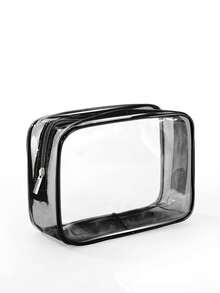 Túi đựng mỹ phẩm trong suốt chống thấm nước PVC đầy màu sắc Túi lưu trữ du lịch dung lượng lớn Cruise Essential - màu đen - Xem 4