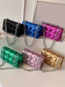 Fashionable,Minimalist,Casual,Mini Quilted Chain Strap Flap Square Bag For Girl, Teen Girls