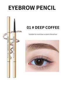 Double-Ended Waterproof Eyebrow Pencil, Natural And Hair-Like Strokes Non-Fading Sweat Proof Eyebrow Makeup Product - Dark Brown - 查看 1