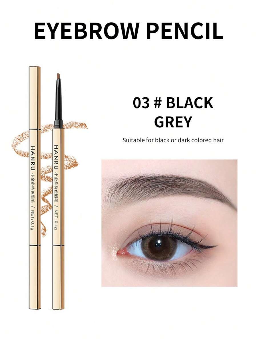 Double-Ended Waterproof Eyebrow Pencil , Natural Mist Eyebrow Eyebrow Definer Pen Non-Fading Sweat Proof Eyebrow Makeup Product - 02 Gray Black - View 1