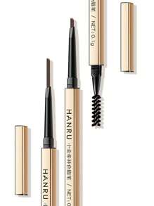 Double-Ended Waterproof Eyebrow Pencil , Natural Mist Eyebrow Eyebrow Definer Pen Non-Fading Sweat Proof Eyebrow Makeup Product - 02 Gray Black - View 2