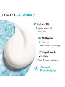 膠原視黃醇奶油,抗衰玻尿酸面部奶油滋潤和平滑皮膚適用於日常使用 - 白色 - 查看 4