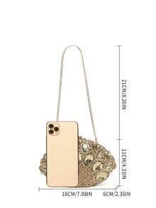 Crystal Bag Fashionable Handmade Rhinestone Evening Clutch Bag For Women - Gold - View 4
