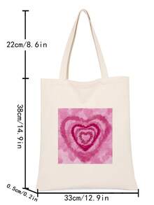 Bolsa de compras con estampado de corazón casual - Beis - Ver 5